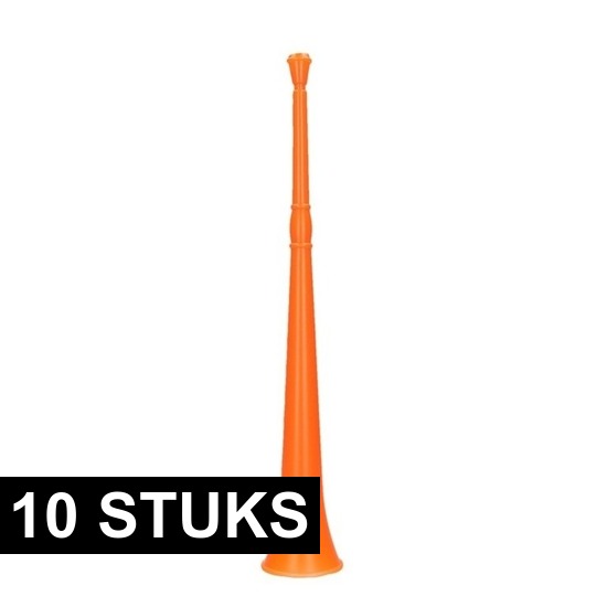 10x Blaas instrument oranje toeter 48 cm