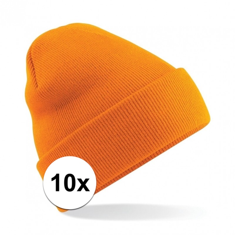 10x Dames winter muts oranje