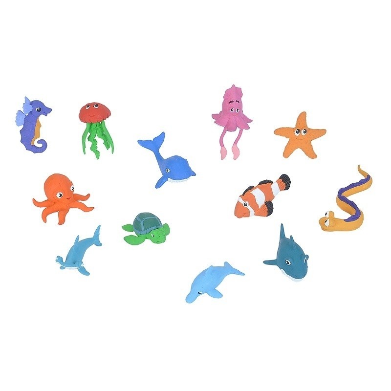 12x Zeedieren/oceaan baby dieren speelgoed figuren