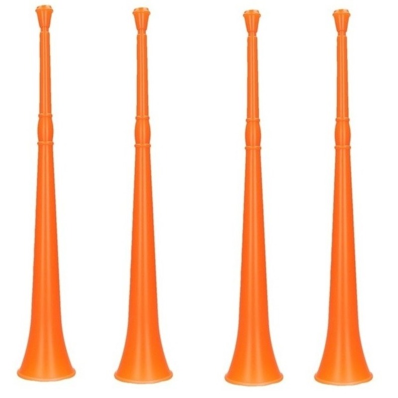 4x Blaas instrument oranje toeter 48 cm