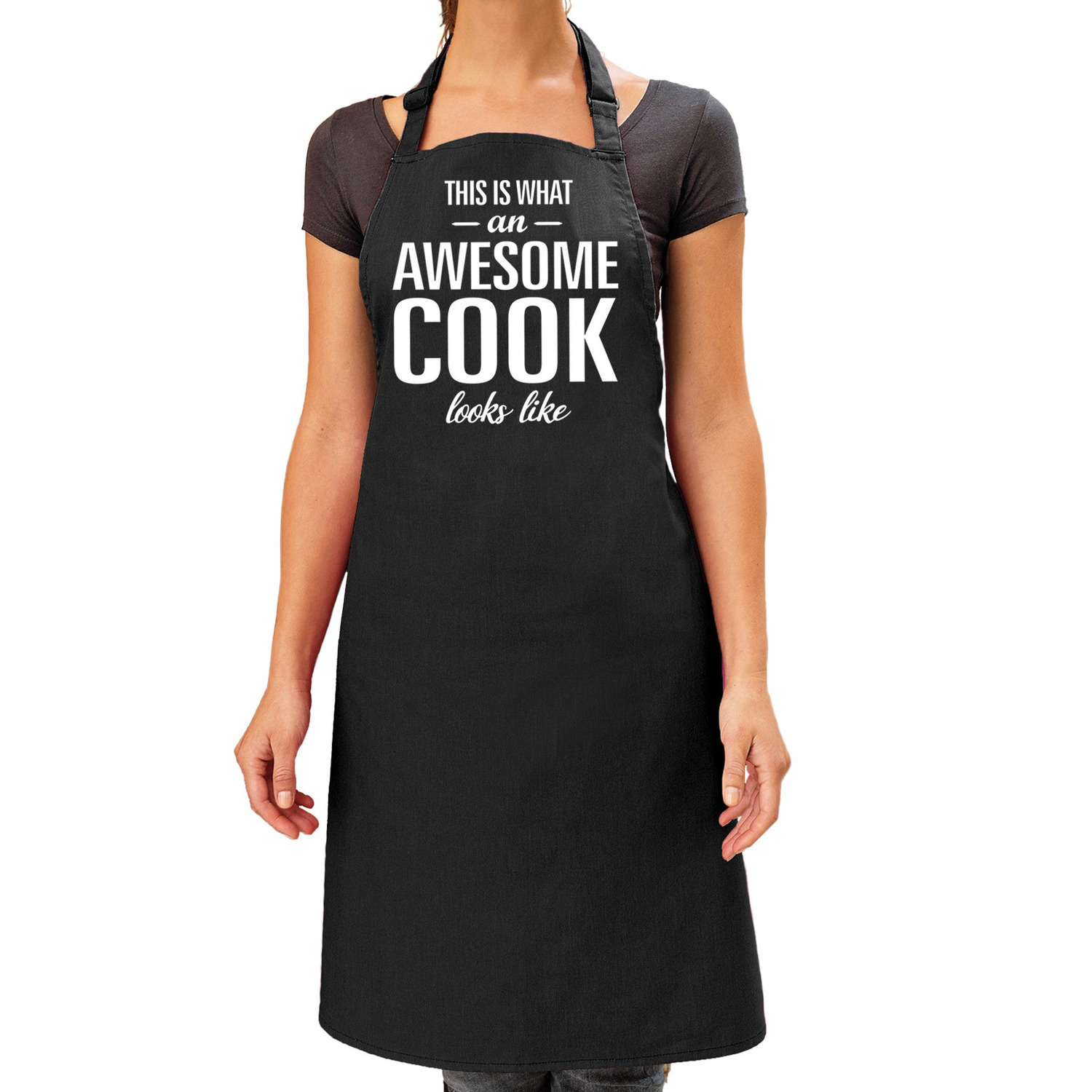 Awesome cook - kok cadeau schort zwart dames