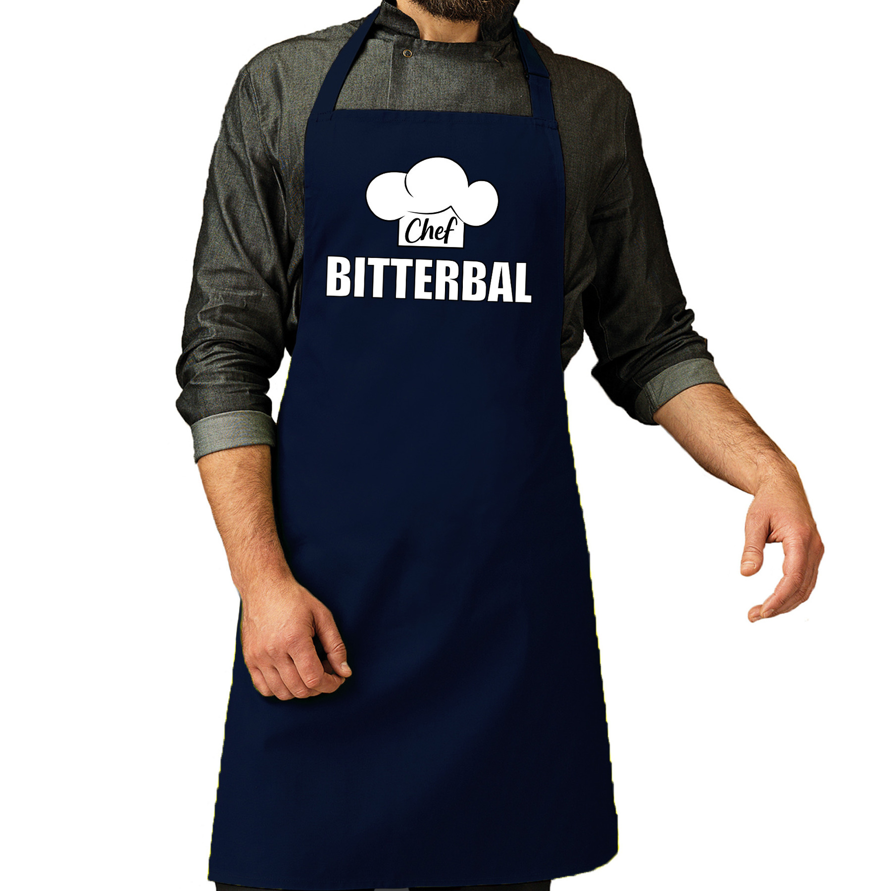 Chef bitterbal schort - keukenschort navy heren