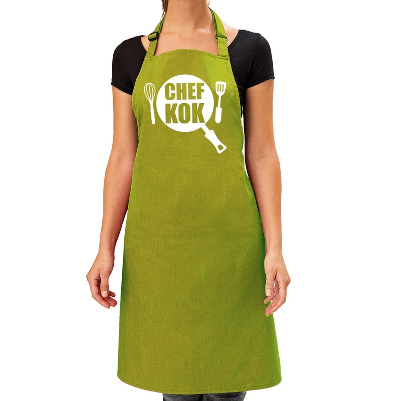 Chef kok barbeque schort - keukenschort lime groen dames