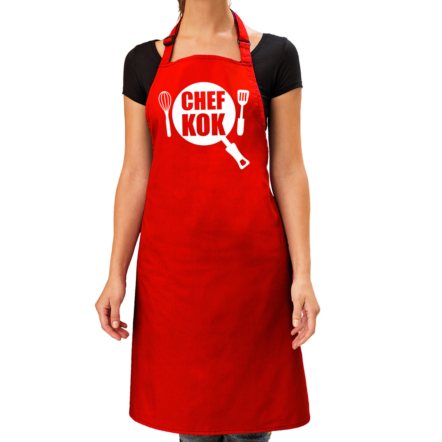 Chef kok barbeque schort - keukenschort rood dames