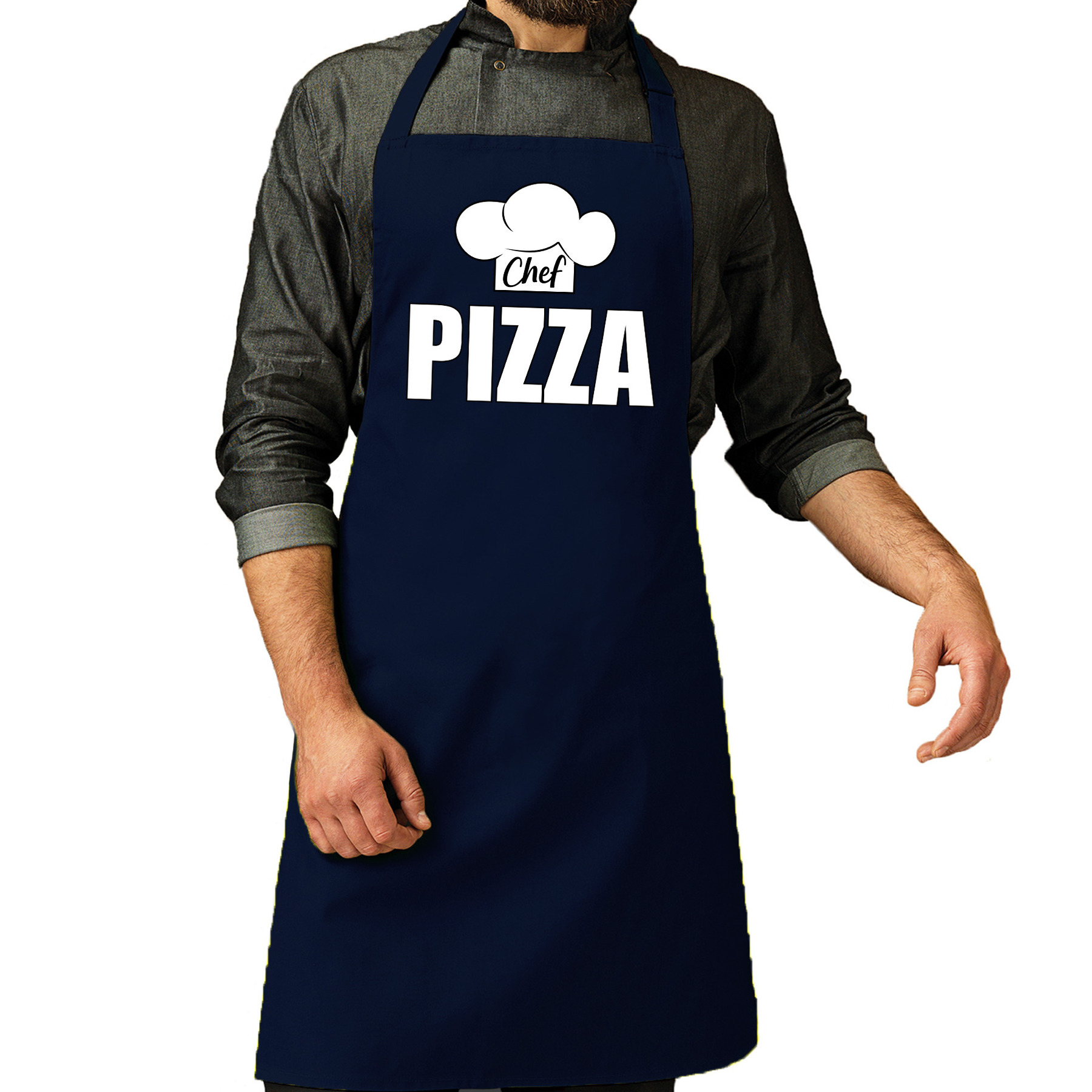 Chef pizza schort - keukenschort navy heren