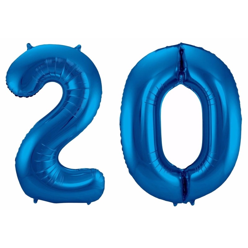 Cijfer ballonnen 20 jaar 86 cm