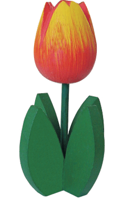 Decoratie houten oranje tulpen