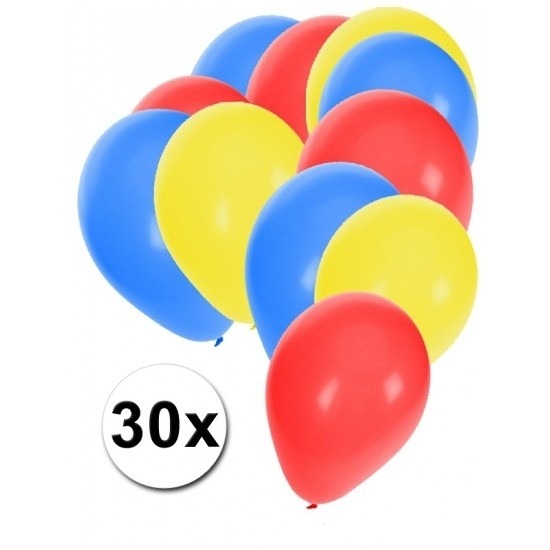 Feest ballonnen blauw-rood-geel