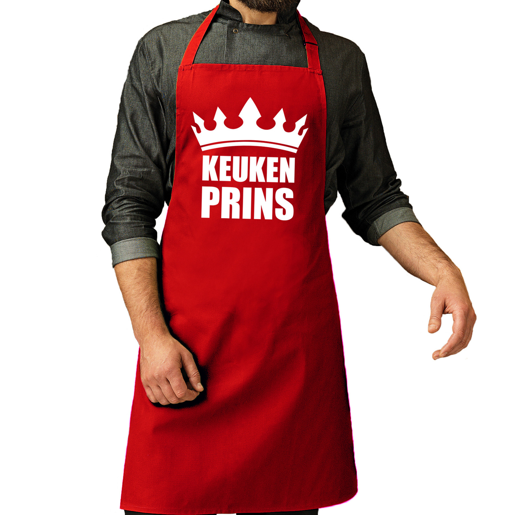 Keuken Prins barbeque schort - keukenschort rood voor heren