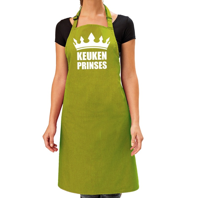 Keuken Prinses barbeque schort - keukenschort lime groen dames
