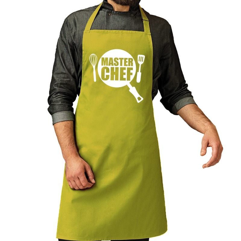 Master chef barbeque schort - keukenschort lime groen voor heren
