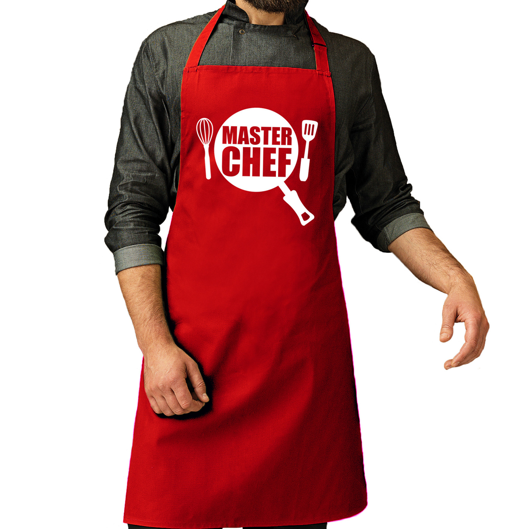 Master chef barbeque schort - keukenschort rood heren