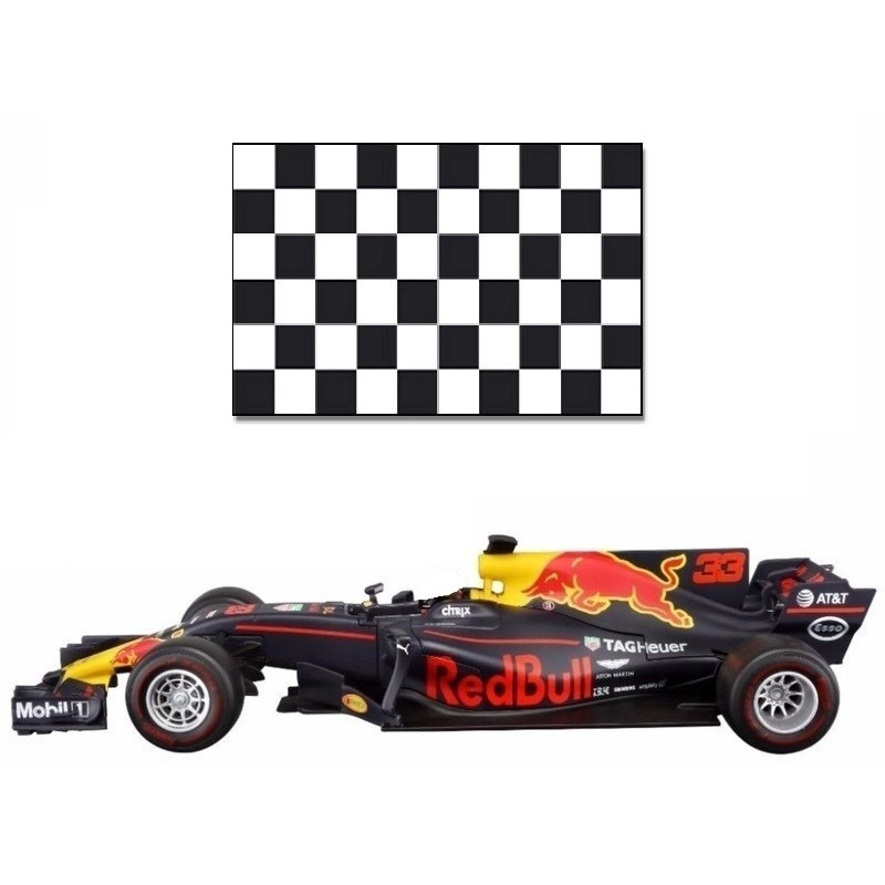 Modelauto Max Verstappen 1:43 met finish vlag