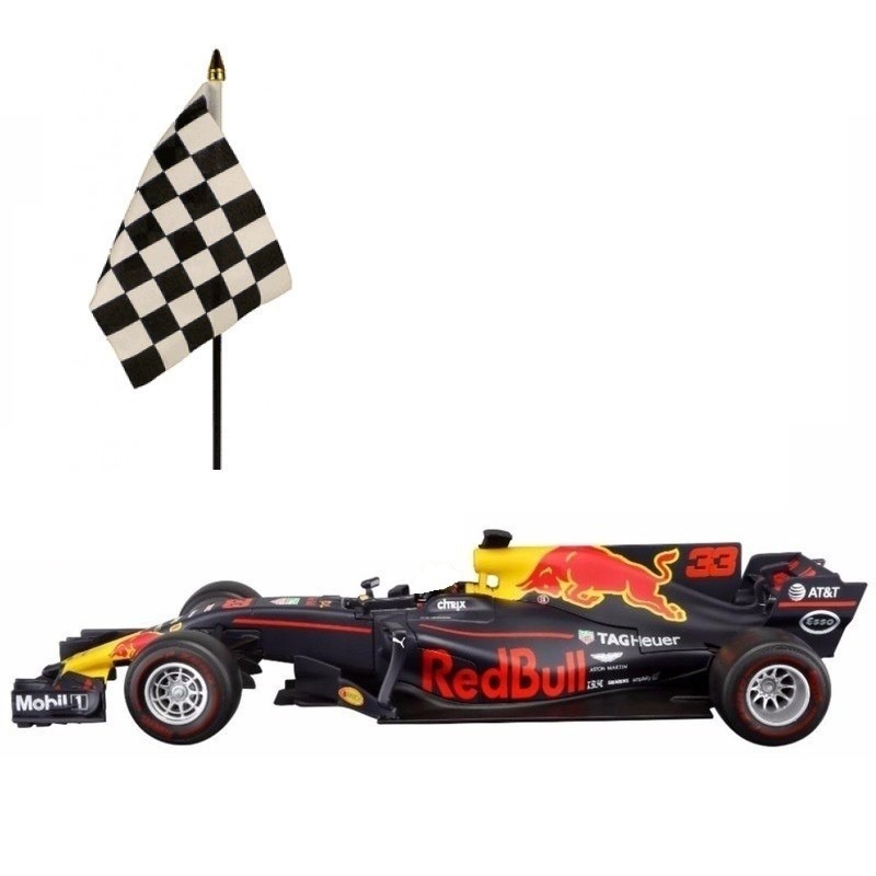 Modelauto Max Verstappen 1:43 met finish vlaggetje