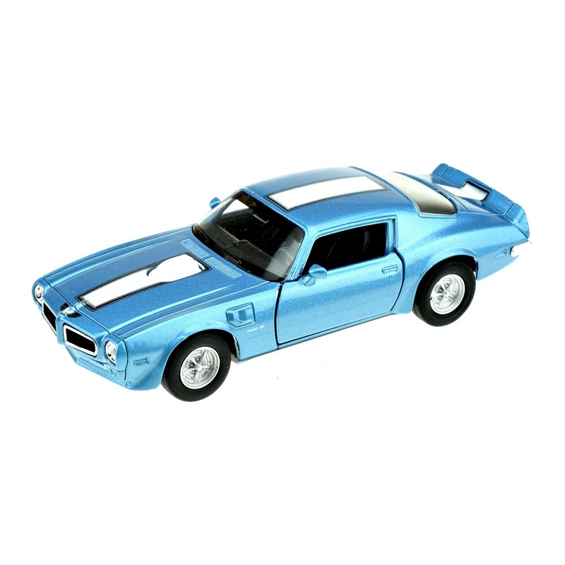 Modelauto Pontiac Firebird Trans Am 1972 blauw/wit 1:34