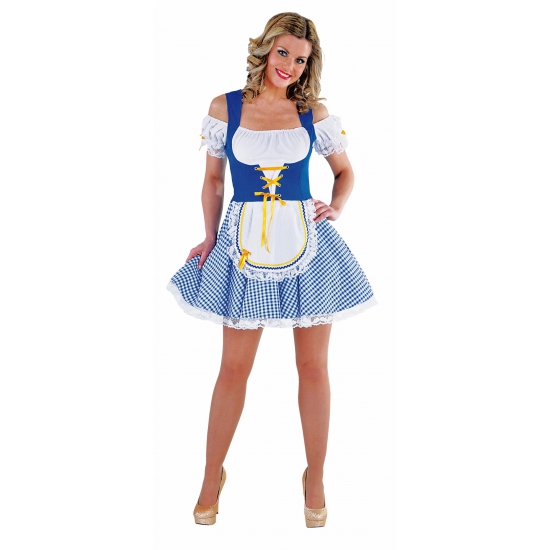 Oktoberfest - Sexy blauw/wit Tiroler dirndl verkleed kostuum/jurkje voor dames