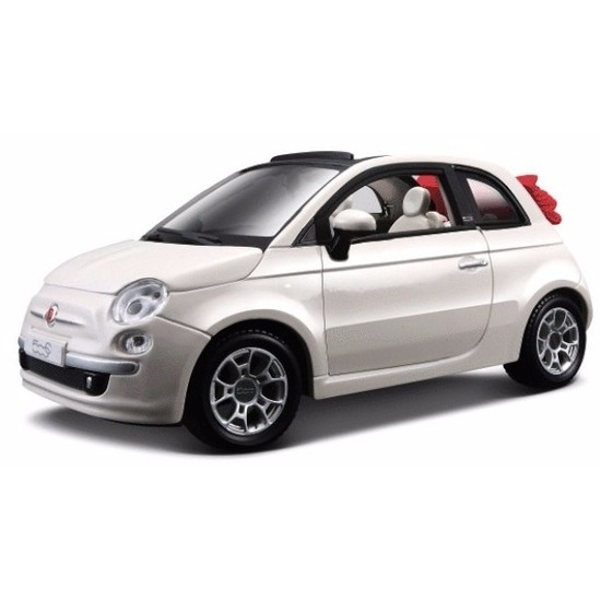 Speelgoed auto Fiat 500 cabrio wit 1:24