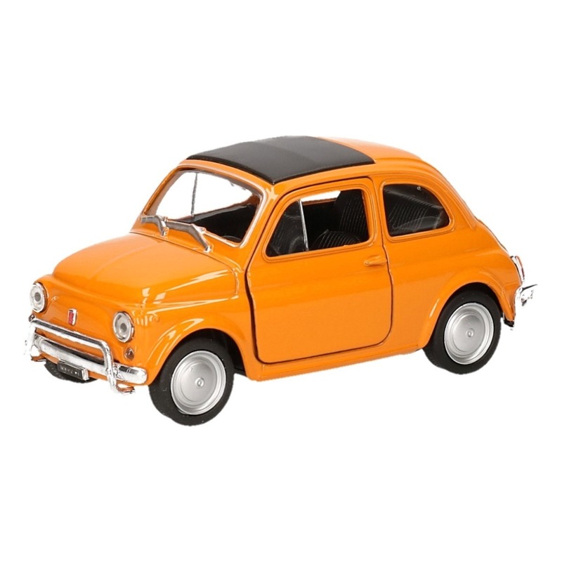 Speelgoed oranje Fiat 500 classic auto 1:36