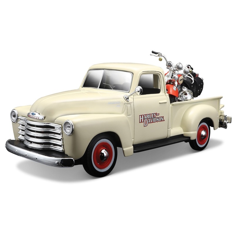 Speelgoedauto Chevrolet truck met Harley motor 1:24