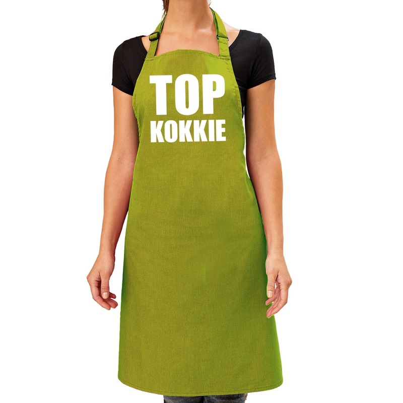 Top kokkie barbeque schort - keukenschort lime groen dames