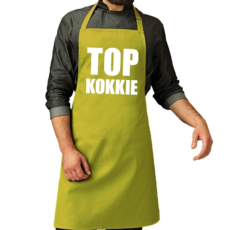 Top kokkie barbeque schort - keukenschort lime groen heren