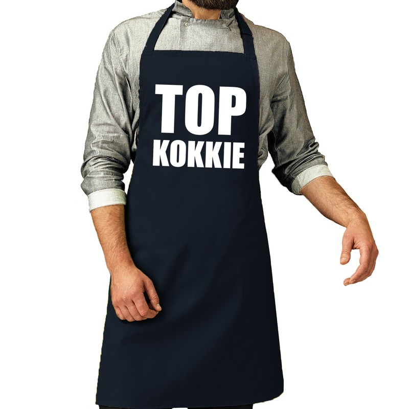 Top kokkie barbeque schort - keukenschort navy voor heren