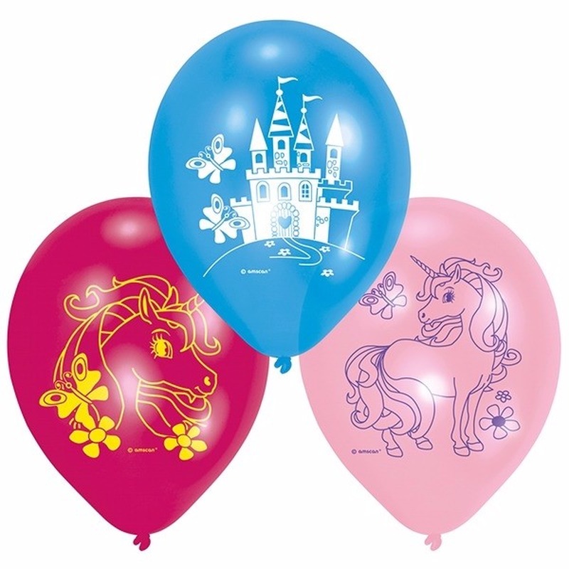 Unicorn feest versiering ballonnen set van 12x stuks