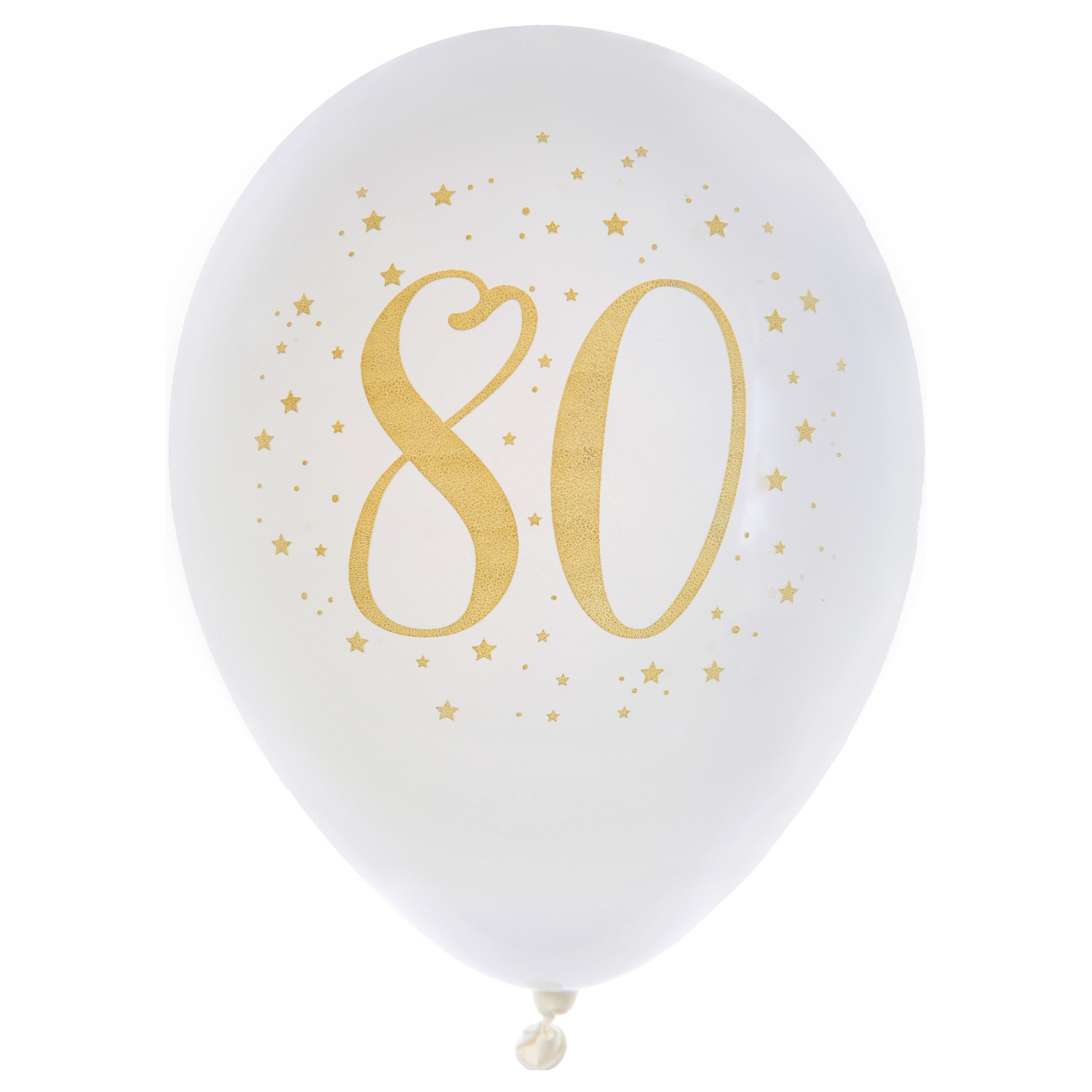 Verjaardag leeftijd ballonnen 80 jaar - 8x - wit/goud - 23 cm - Feestartikelen/versieringen