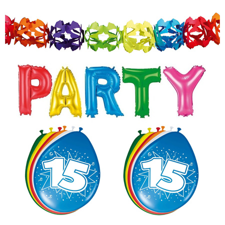 15 years birthday party decoration package guirlandes/balloons/party letters