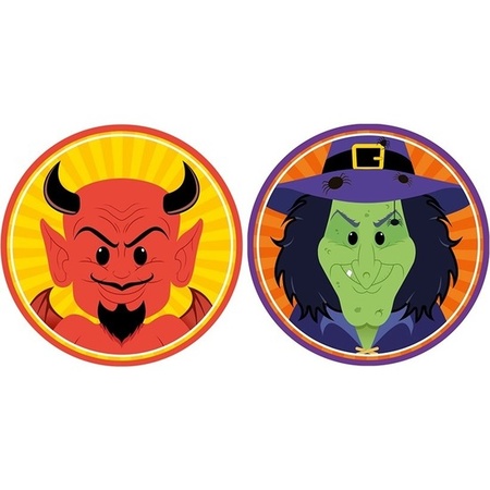 20x Halloween onderzetters duivel en heks