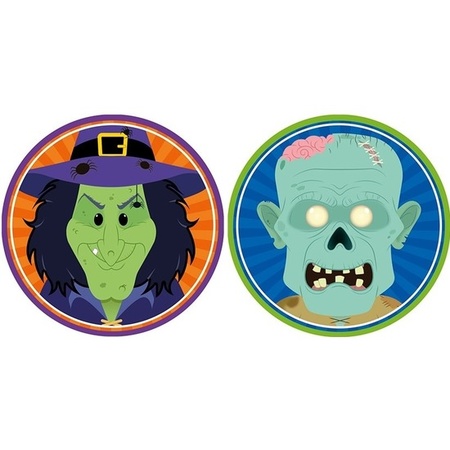 20x Halloween coasters witch and zombie