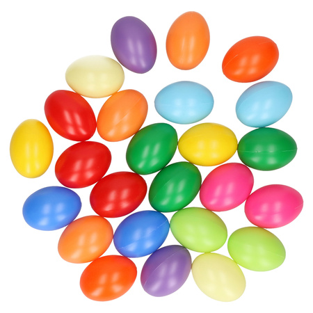 25x Coloured plastic eggs decoration 6 cm hobby