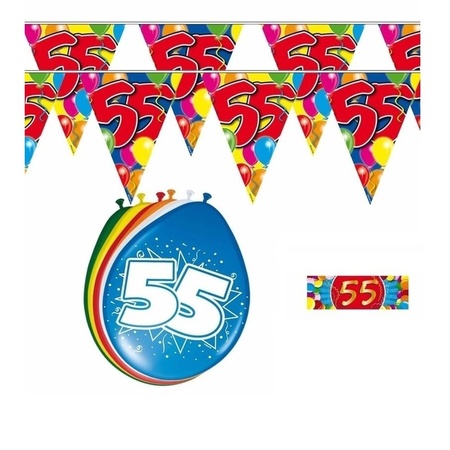 2x 55 jaar vlaggenlijn + ballonnen