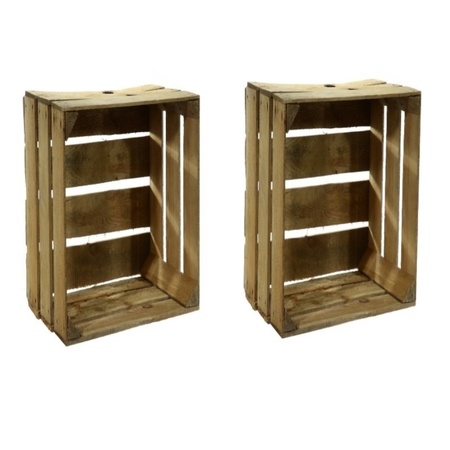 2x Used wooden crates 30 x 50 x 40 cm