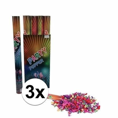 3x Confetti popper kleuren 60 cm