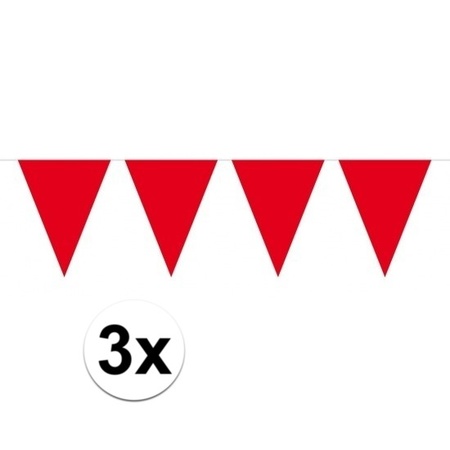 3 stuks rode slingers met vlaggetjes 10 meter
