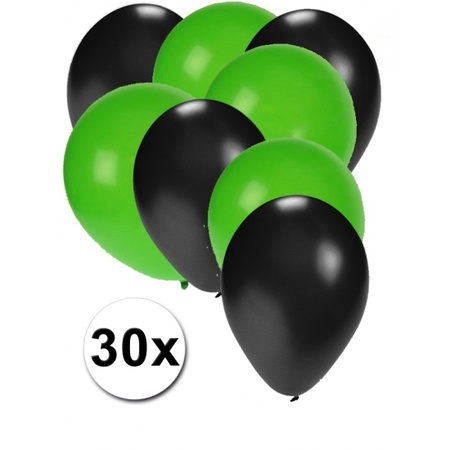 Zwarte en groene feestballonnen 30x