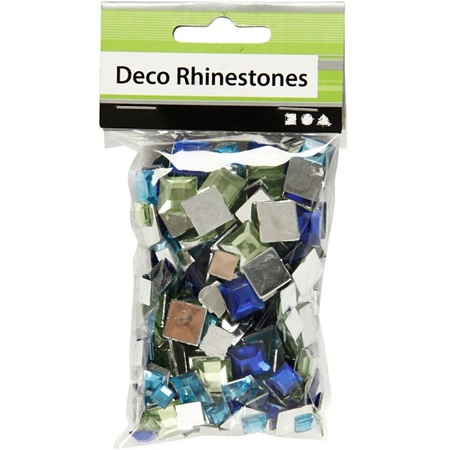 360x Vierkante glinster steentjes assorti blauw