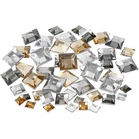 360x Vierkante glinster steentjes assorti zilver