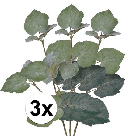 3x Kunstplant groen Linde Tilia bladeren takje 50 cm