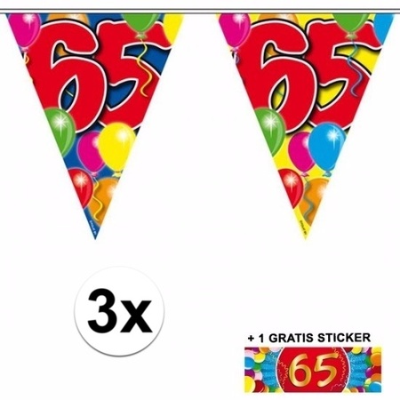 3 Vlaggenlijnen 65 jaar met gratis sticker