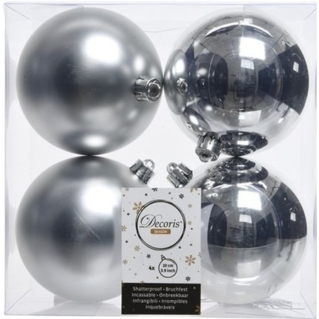 Kerstbal en ster piek set 108x zilver voor 210 cm boom