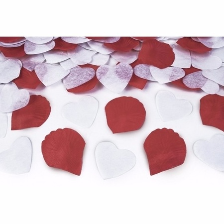 6x Confetti knaller hartjes en rozenblaadjes