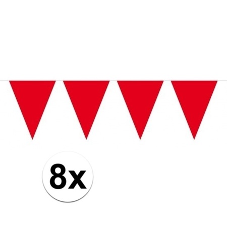 8 stuks rode slingers met vlaggetjes 10 meter