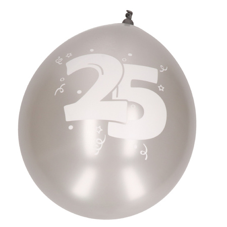 8x Zilveren 25 jarige ballonnen
