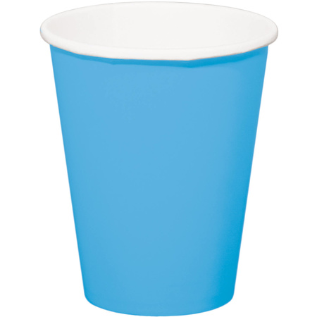 8x stuks drinkbekers van papier blauw 350 ml