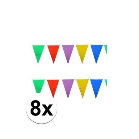 8x Colored bunting flags 10 meters