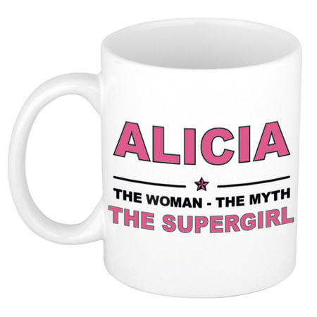Alicia The woman, The myth the supergirl pensioen cadeau mok/beker 300 ml