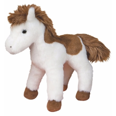 American Paint paard knuffel wit/bruin 20 cm