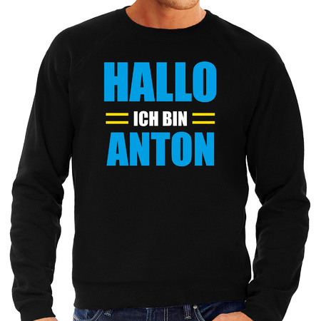 Apres ski trui Hallo ich bin Anton zwart  heren - Wintersport sweater - Foute apres ski outfit
